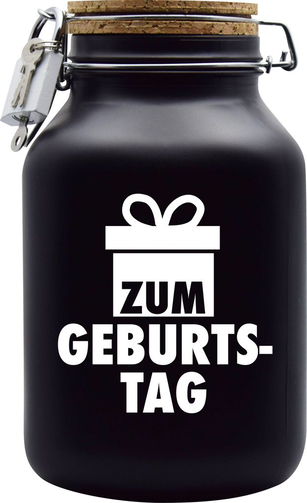 Spardose Geld Geschenk Ideen Zum Geburtstag Design2 Schwarz Größe XXL 3 Liter