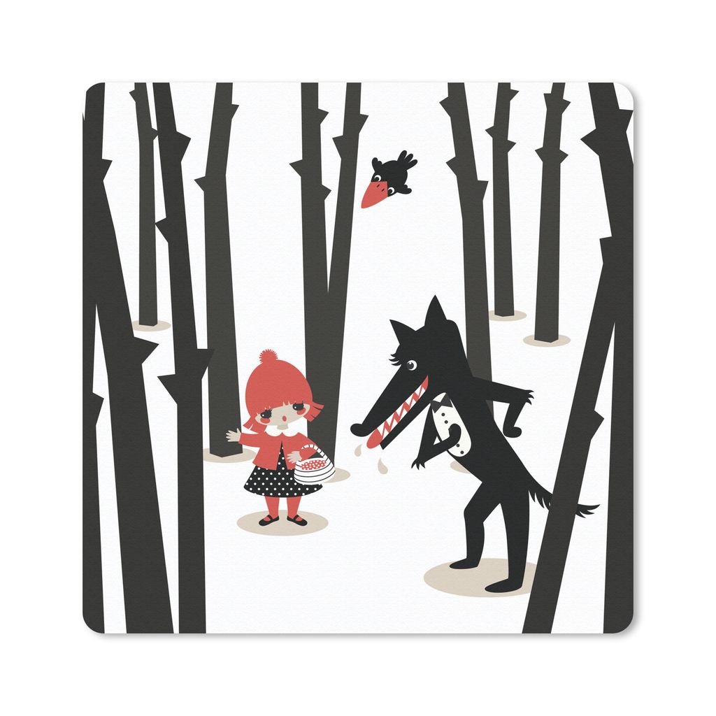MuchoWow Mauspad Mousepad Rotkäppchen - Wolf - Wald 30x30 cm - Mousepads - Maus Mat - Pad - Mausunterlage - Gaming