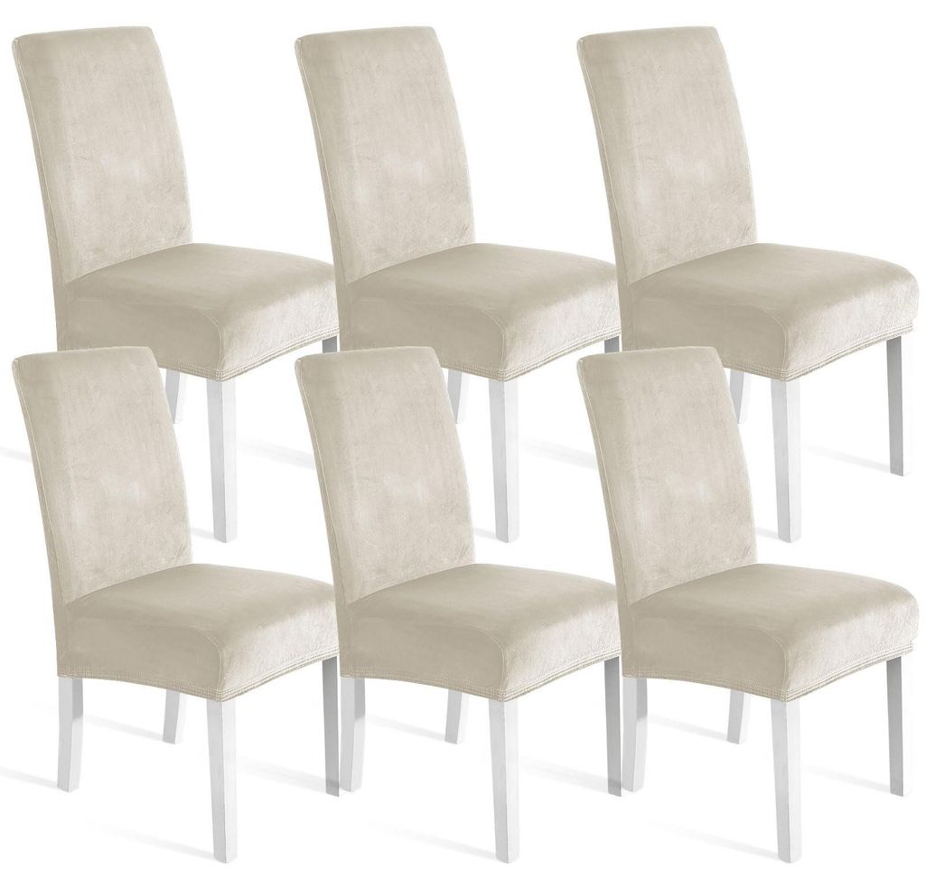 Samt-Stuhlhussen, 6er-Set, universelle Stretch-Stuhlhussen, weiche Stuhlhussen, waschbare, dekorative Stuhlhussen, kratzfeste Hussen mit hoher Rüc...