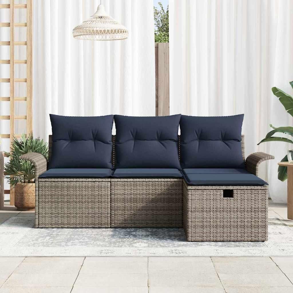 Möbel Balkonmöbel Gartenmöbel-Set - Schwarz - CLORIS Gartensofa-set mit Kissen mit Speicher 4 pcs - Poly Rattan,34.2 Kg - 315401