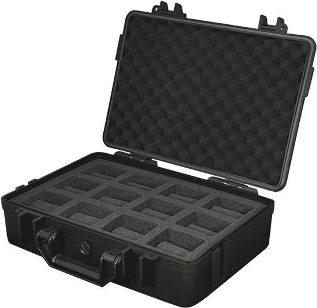 Wassersicher, wetterfeste Armbandbox - 12-Teiler - schwarz - hochwertiger PVC-Teilkasten