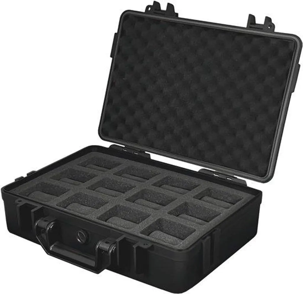 Boîte à montres 12 emplacements étanche en PVC noir haute densité