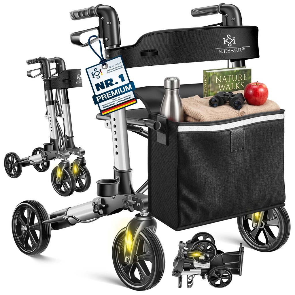 KESSER® Rollator Aluminium faltbar, höhenverstellbar & bis Produktbild 