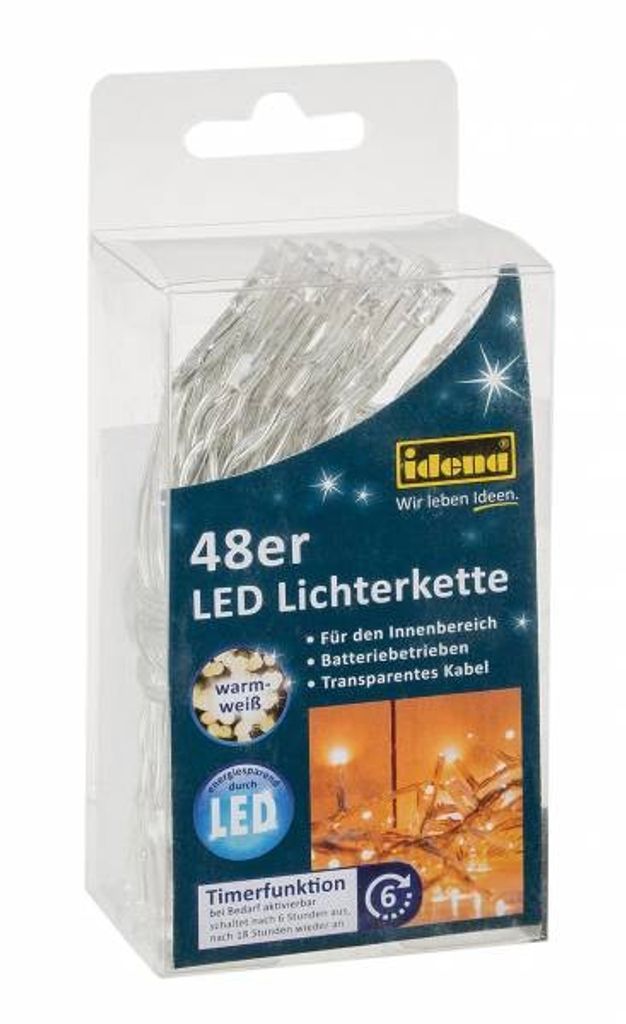 Idena 48er LED Lichterkette transparent 4,1 m Produktbild 