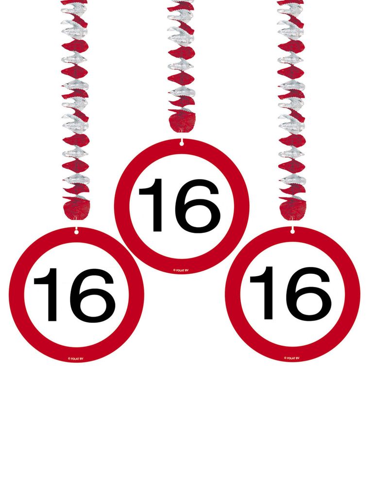 3 Verkehrsschild 16 Spiralhänger 75cm