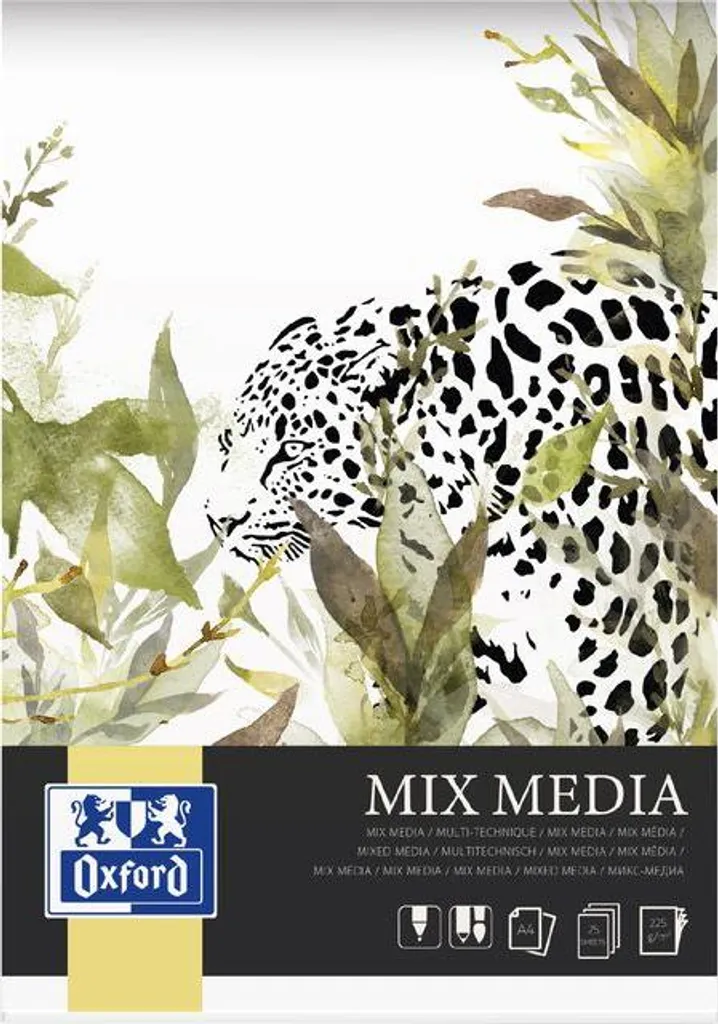 Oxford Mix Media A4 Bloc de 25 Feuilles 225g pour Dessin - Lot de 5