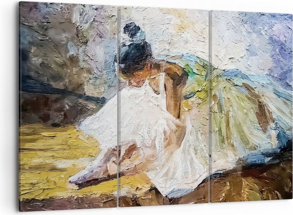 Bild auf Leinwand - Leinwandbild - 3 Teile - Ballerina Mädchen Öl - 105x70cm - Wand Bild - Wanddeko - Wandbilder - Leinwanddruck - Bilder - Wandd...