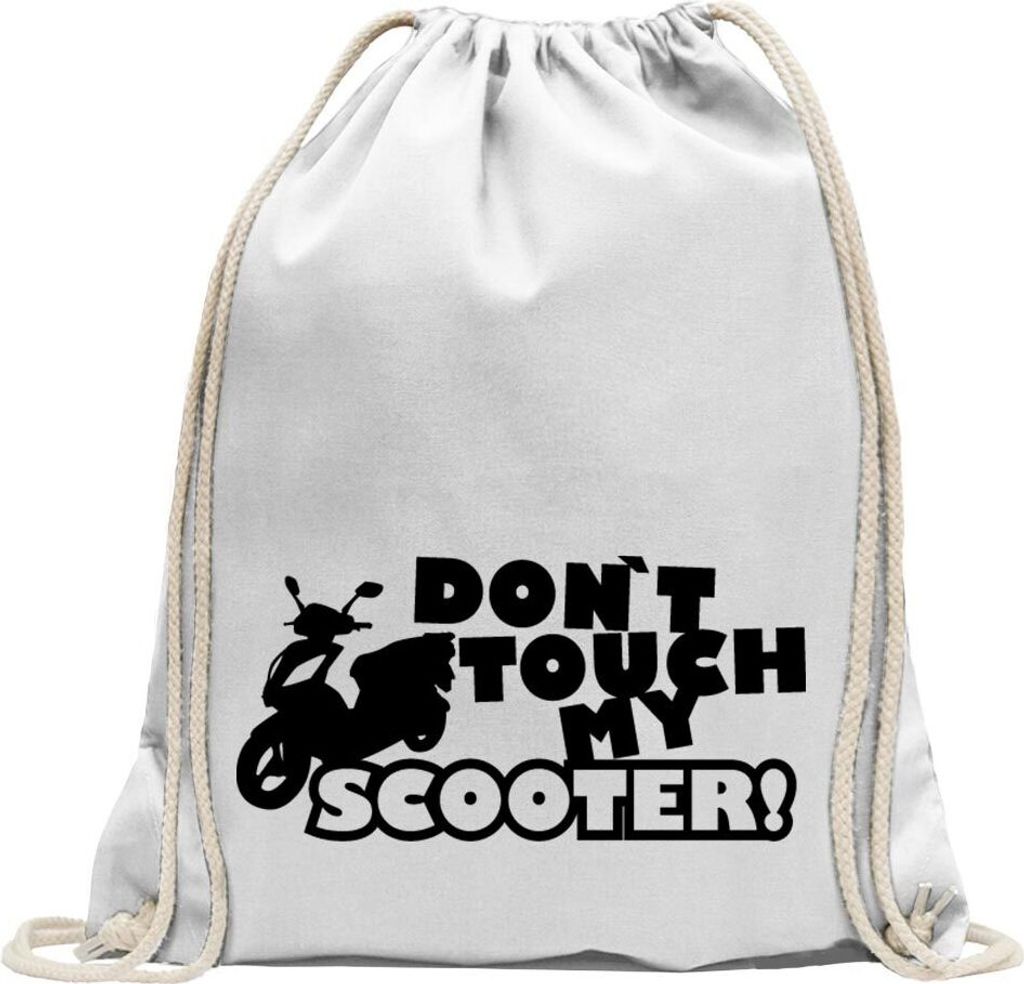 Kiwistar - Turnbeutel - weiss - Dont touch Scooter Design 3 - Fun Rucksack Sport Beutel Gymsack Baumwolle mit Ziehgurt