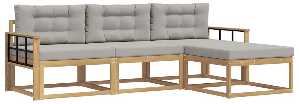 “2026 Modern“ Braun Outdoor-Sofagarnitur 4 pcs Weiß und Hellgrau Polyester - Designermöbel 69601 - Gartensofas