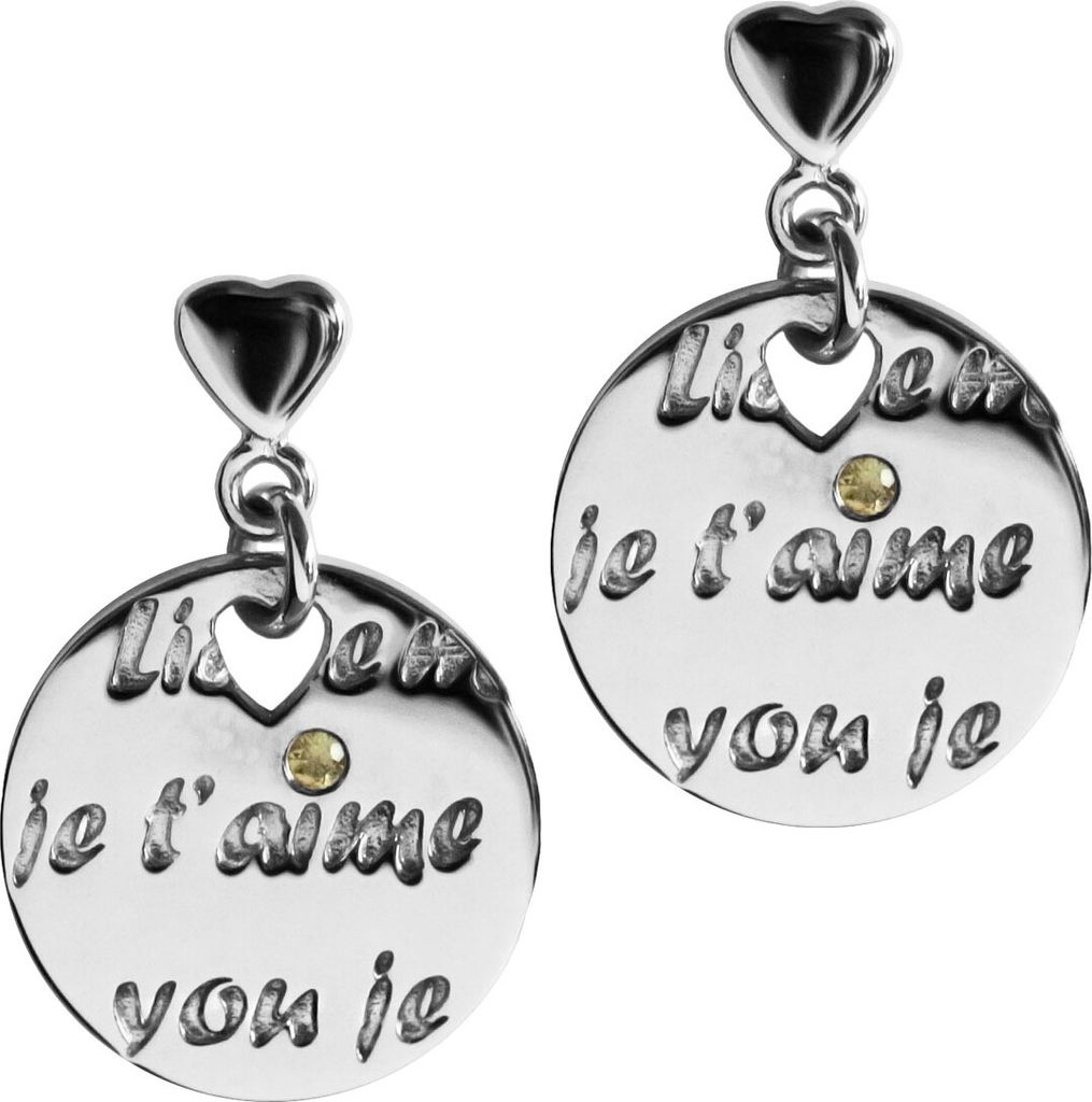 Ohrstecker Je t'aime 925er Sterling Silber mit gelben Saphir