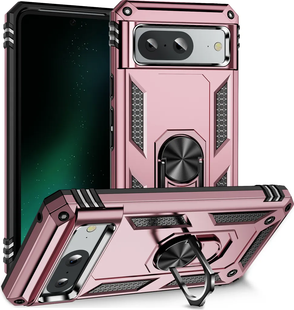 Cover Rugged Pixel 8A Oro Rosa Doppio Strato | Protezione Antiurto