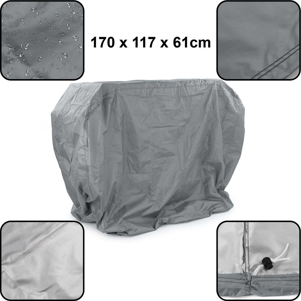 Premium Grillabdeckung Schutzhülle Cover BBQ Grill Schutz Grau L 170x117x61cm