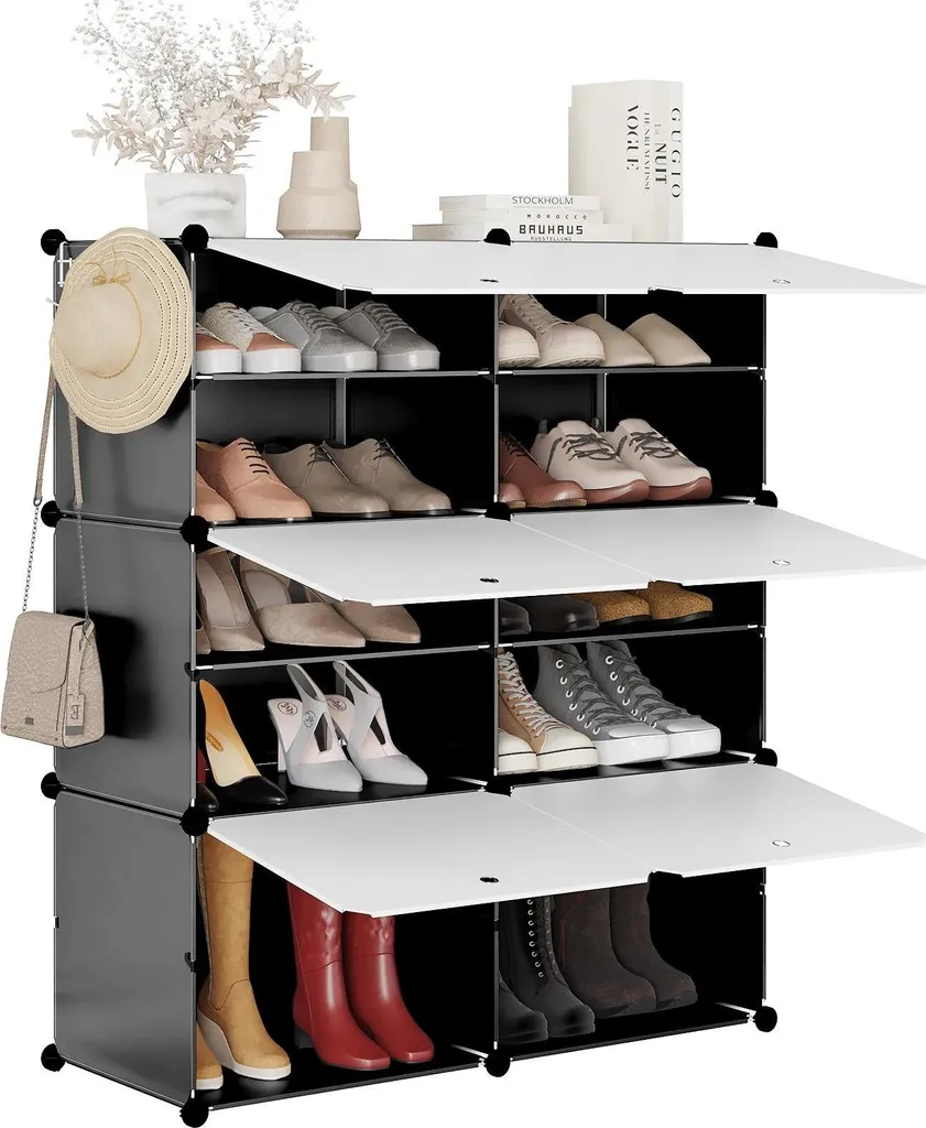 Rangement chaussures pour entrée modulable noir 94x144 cm gain de place
