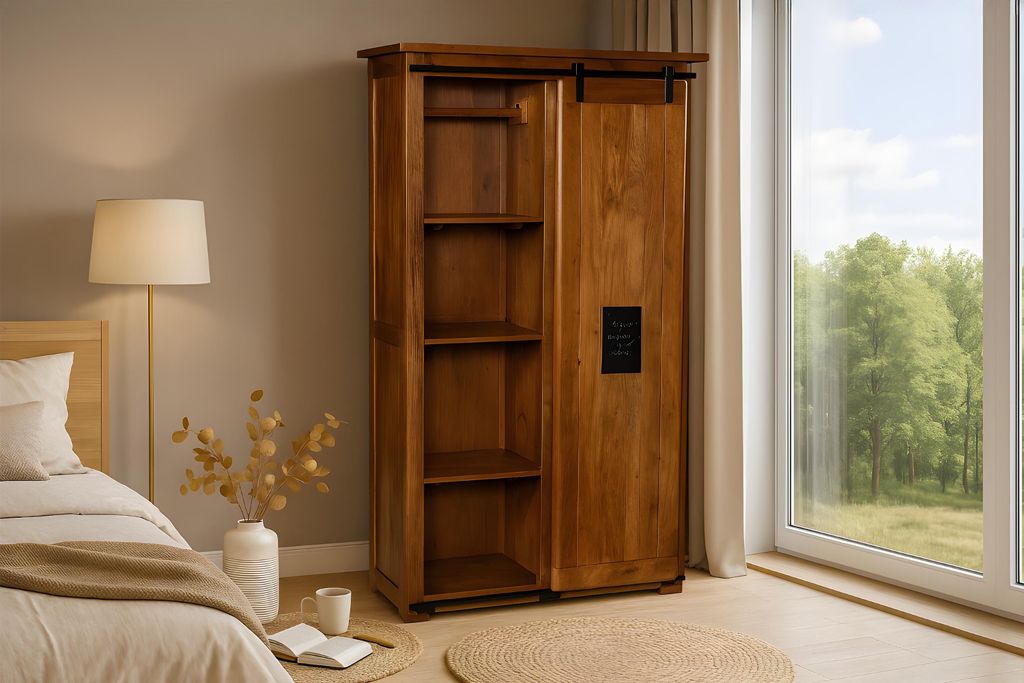 Kleiderschrank Akazie massiv nussbaumfarben 175 x 100 x 45 cm LIBRO