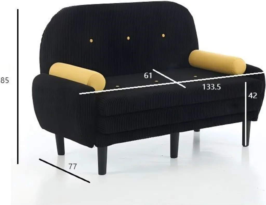 Petit canapé convertible noir gain de place avec rangement pour studio