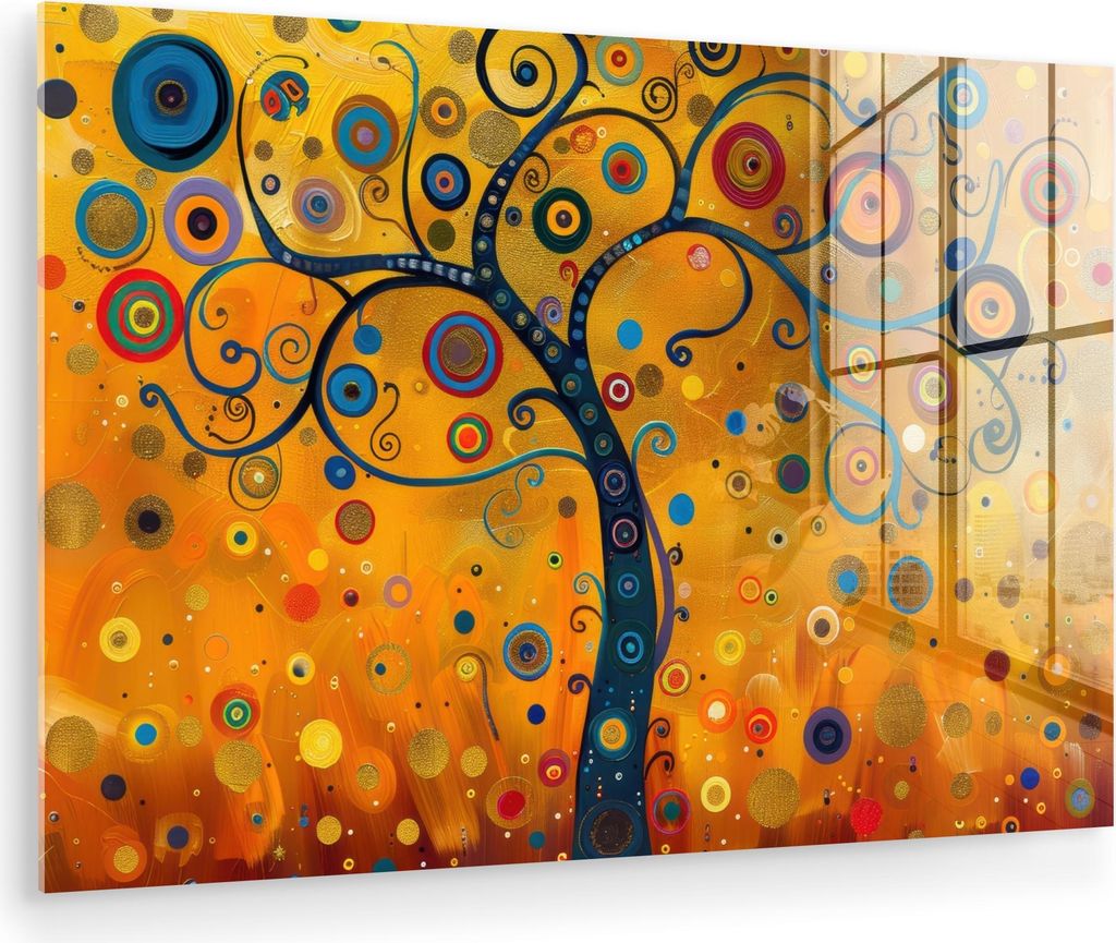 MuchoWow Glasbilder - Bilder auf Wandbild - Foto auf Glas Abstrakt - Baum - Baum des Lebens - Modern 30x20 cm Wanddekoration aus Glas - Acrylglasbi...