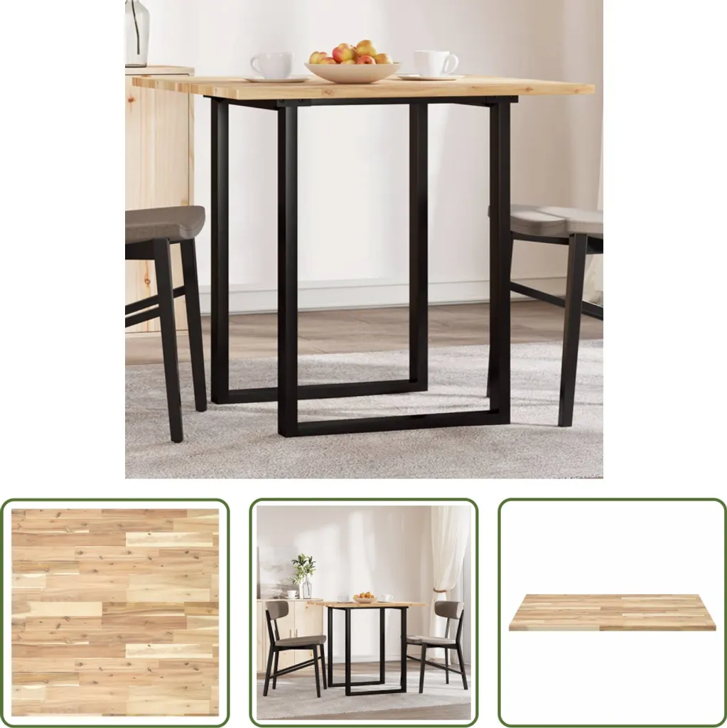 The Living Store Piano del tavolo quadrato 80x80x2 cm in legno massiccio di acacia