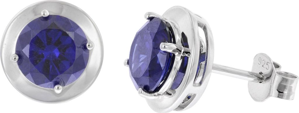 trendor 21326-06 Damen-Ohrringe 925 Silber Ohrstecker Zirkonia Tanzanitblau
