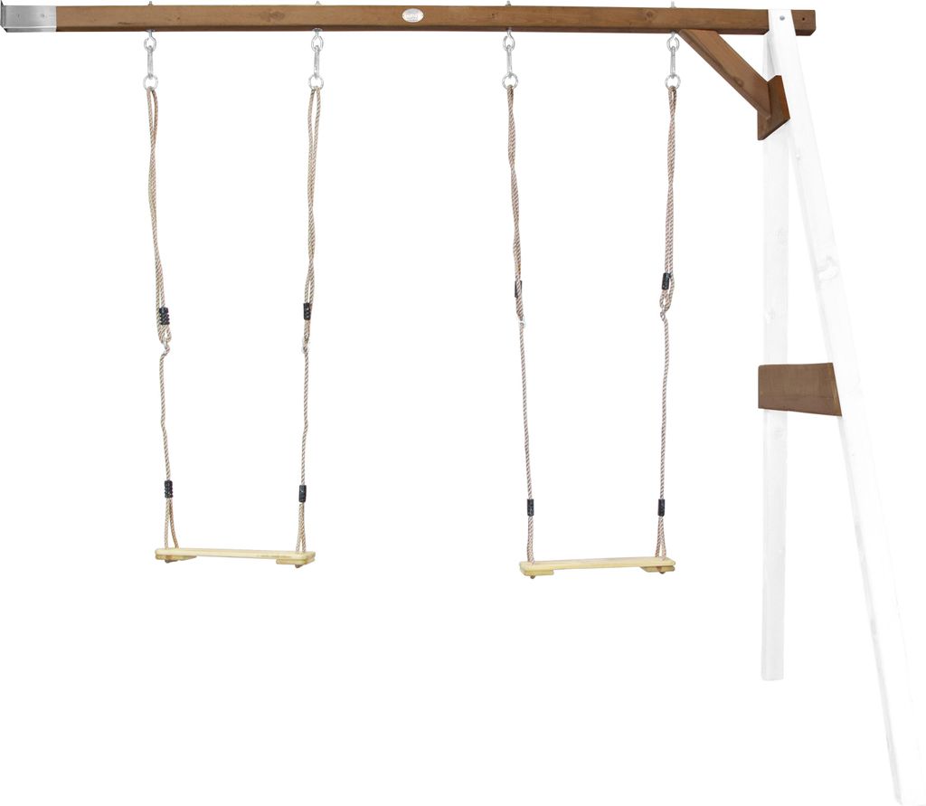 AXI Schaukel in Weiß / Braun aus Holz | Doppelschaukel für 2 Kinder / Kinderschaukel | Anbauschaukel für den Garten