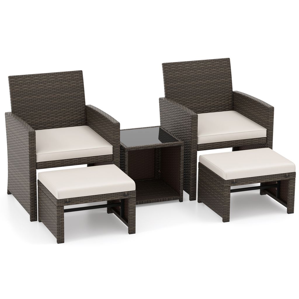 COSTWAY 5er Set Rattan Möbel Balkonset Gartenmöbel mit Produktbild 1