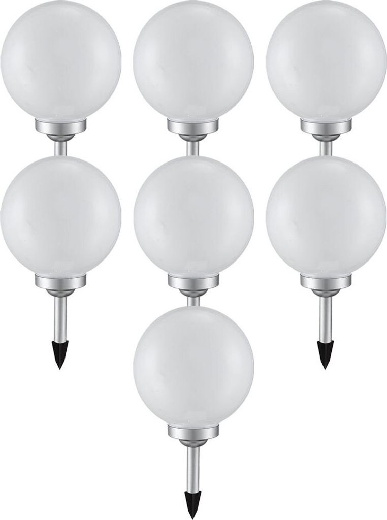 7x LED Solarleuchte, Kugel weiß, DM 20 cm, H 62 cm