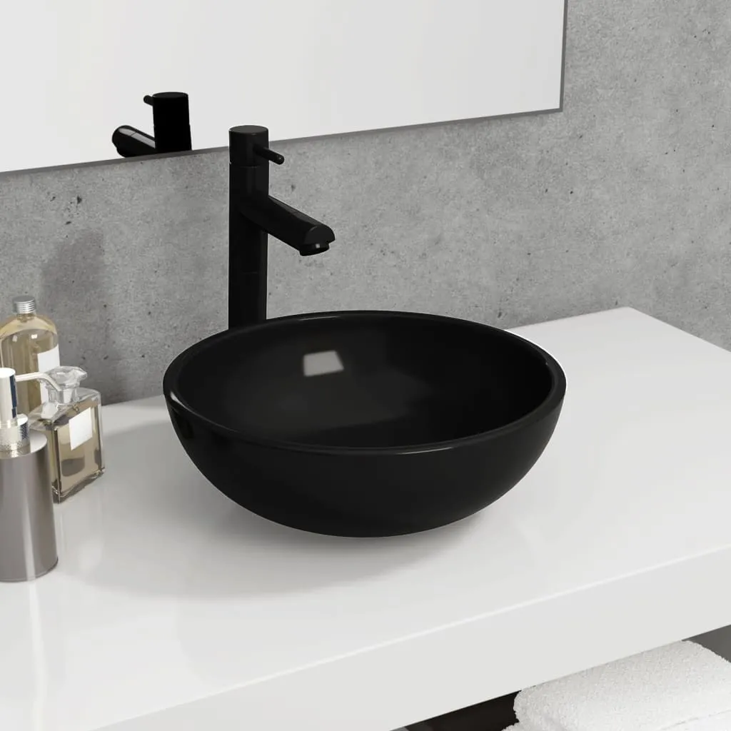 Lavabo Circolare Vetro Nero 35x12 | The Living Store Arredo Bagno