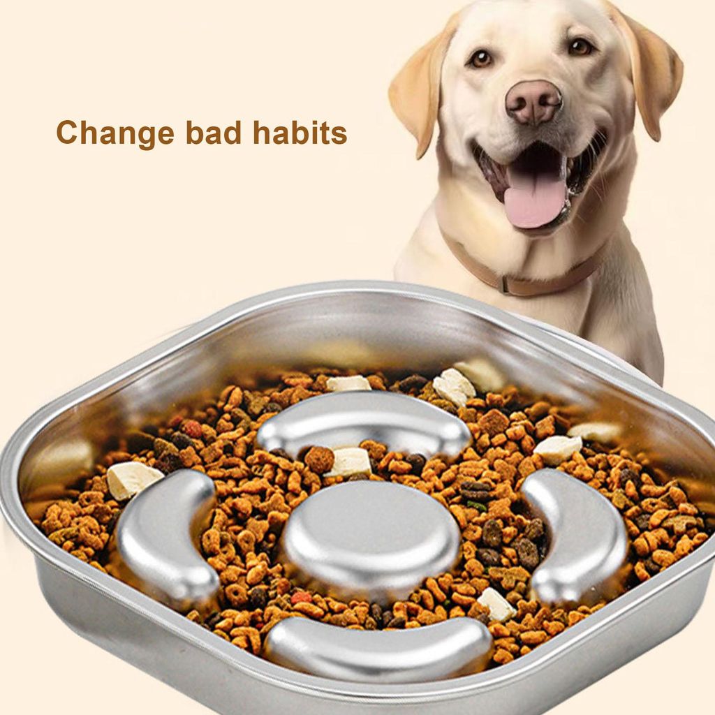Slow Feeder Hundenapf 304 Edelstahl rutschfest verhindern Überlauf Kippen Metall Haustierfutter Schüssel