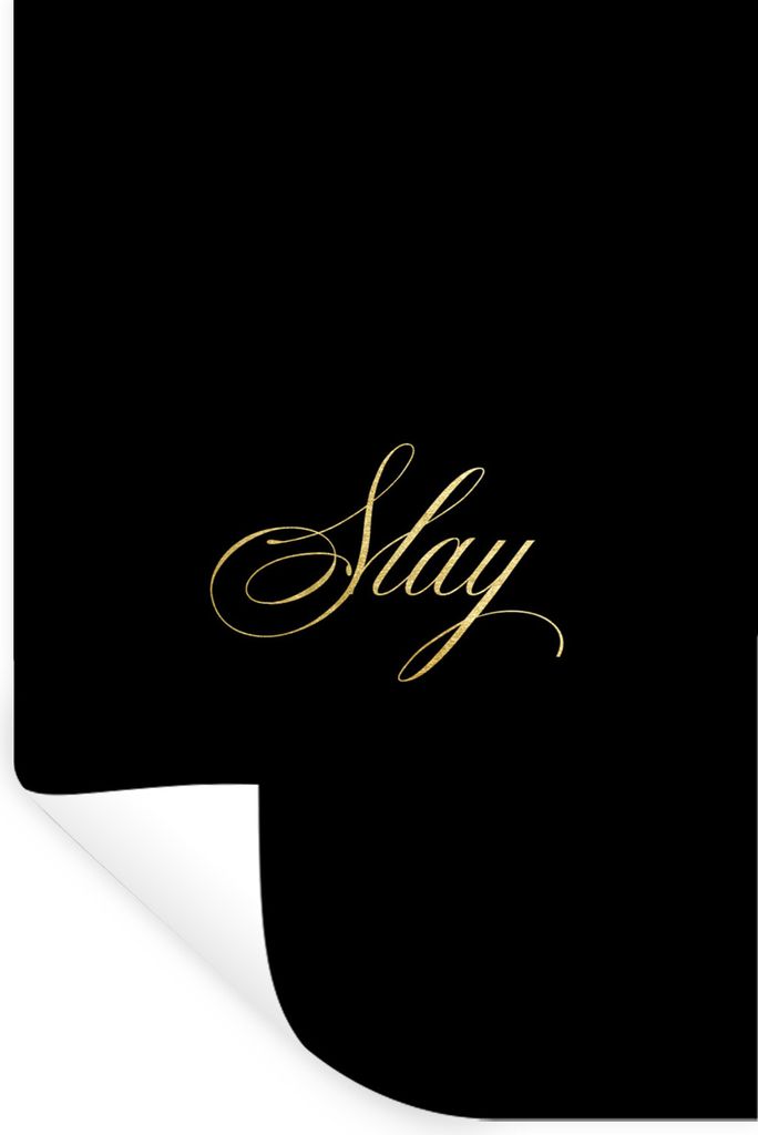 MuchoWow Wandtattoo Wandsticker Wandaufkleber Zitat - Gold - Buchstaben - Schwarz 60x90 cm Selbstklebend und Repositionierbar - Sticker - Dekorfolie