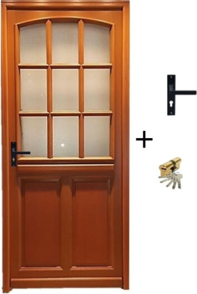 Porte d'entree Bois vitree, Alena, H215 x L80 p, droit + Image du produit 