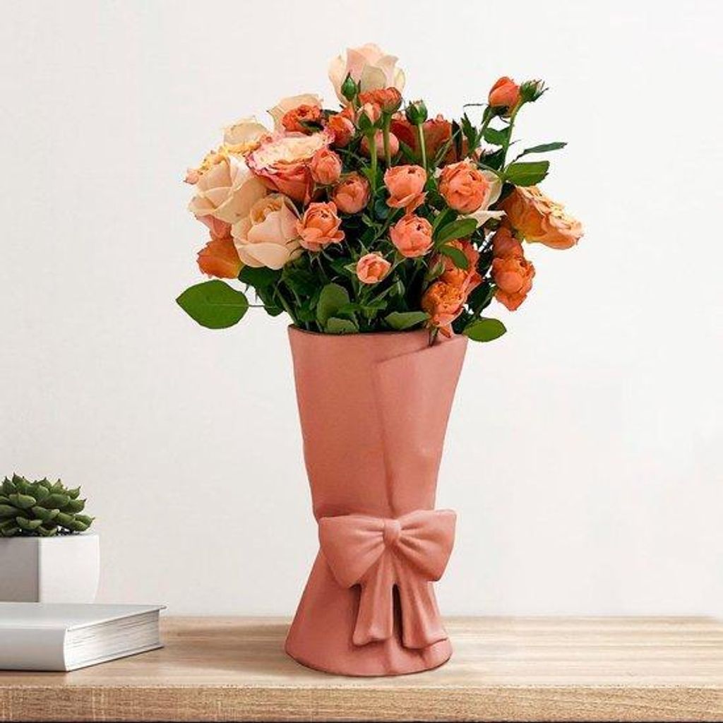 Keramische moderne boho-vaas, 24,5 cm, rote Terrakotta-Blumenkette für Wohnzimmer, Schlafzimmer, Tischdeko, Terracotta-Blumenkorb