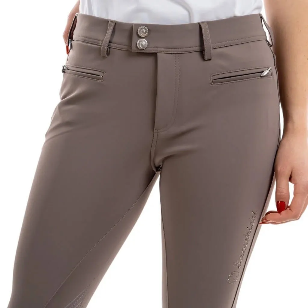 Culotte équitation Samshield Adele Taupe : genou grip et tissu technique - 2