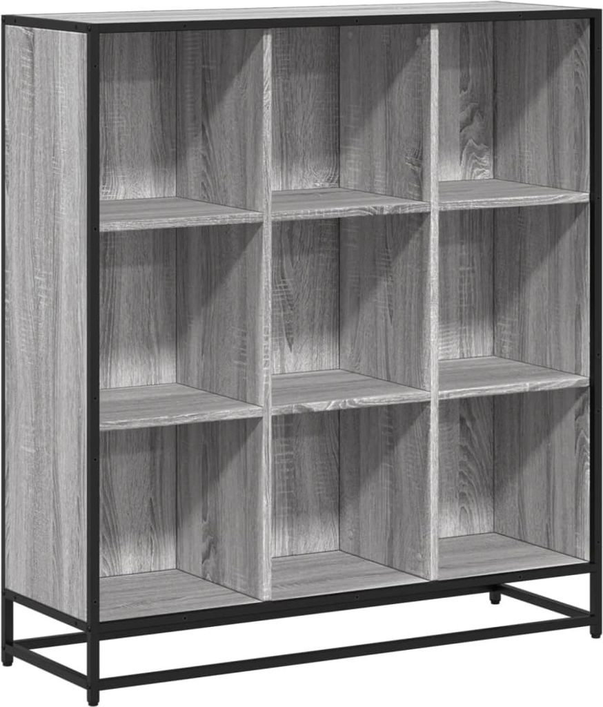 Bücherregal Grau Sonoma 97,5x33x107,5 Holzwerkstoff und Metall