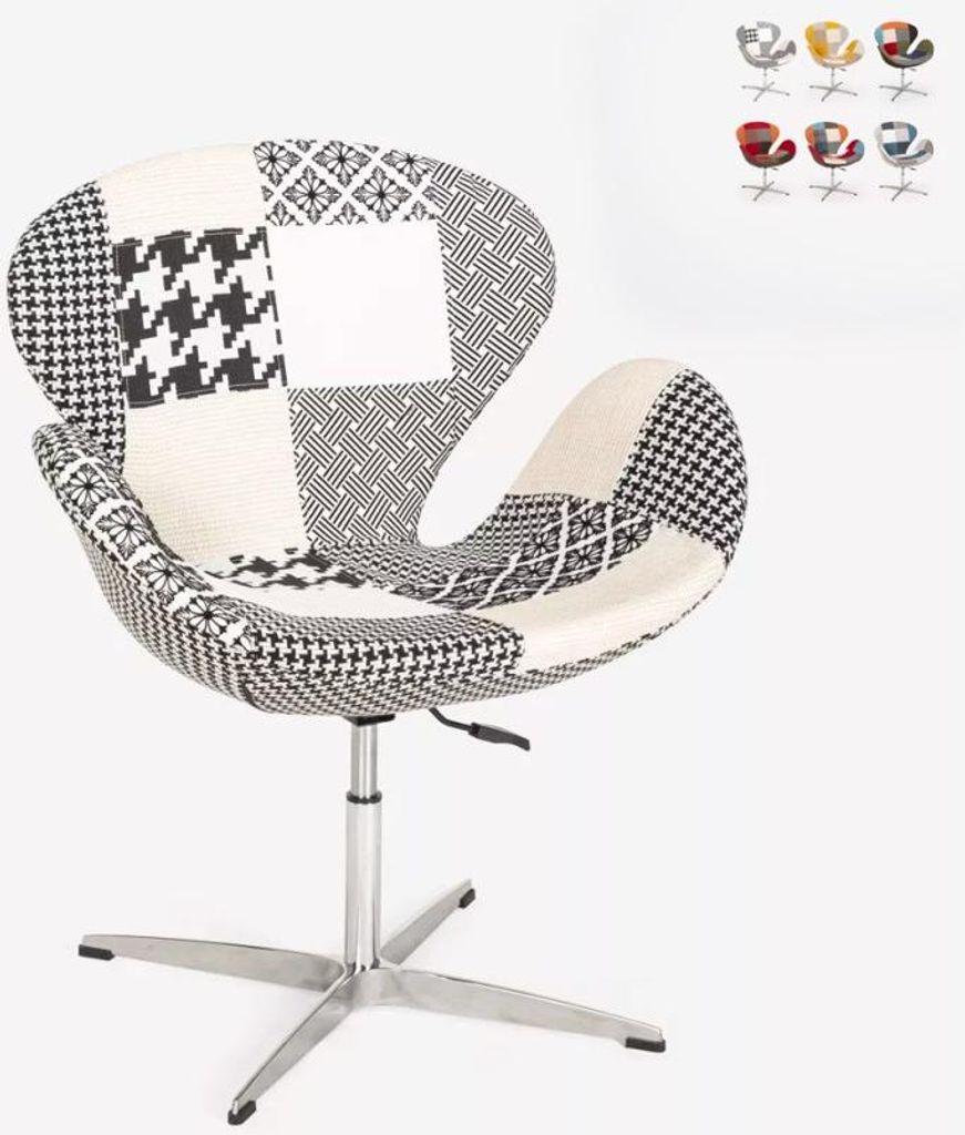 Drehbarer Stuhl Sessel im Patchwork Stil höhenverstellbar Stork - Patchwork 5