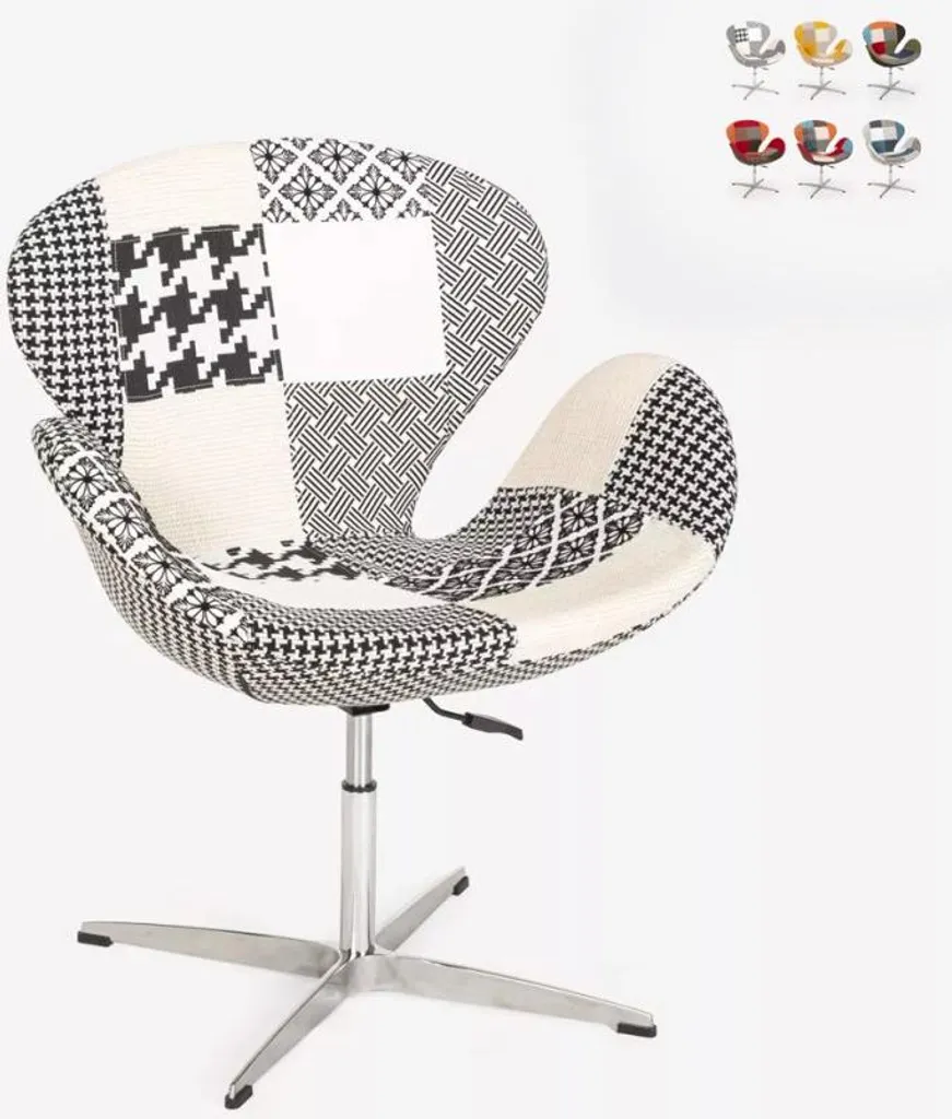 Chaise pivotante confortable Stork contre le mal de dos patchwork