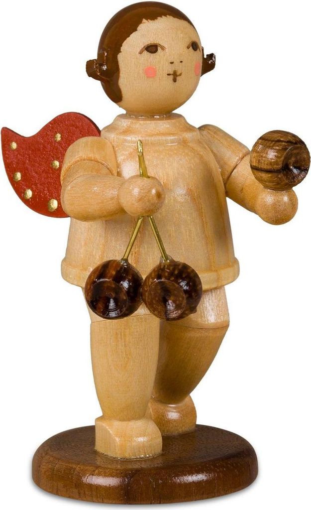 Weihnachtsfigur Engel natur mit Krone und braunen Weihnachtskugeln Höhe 6,5cm NEU