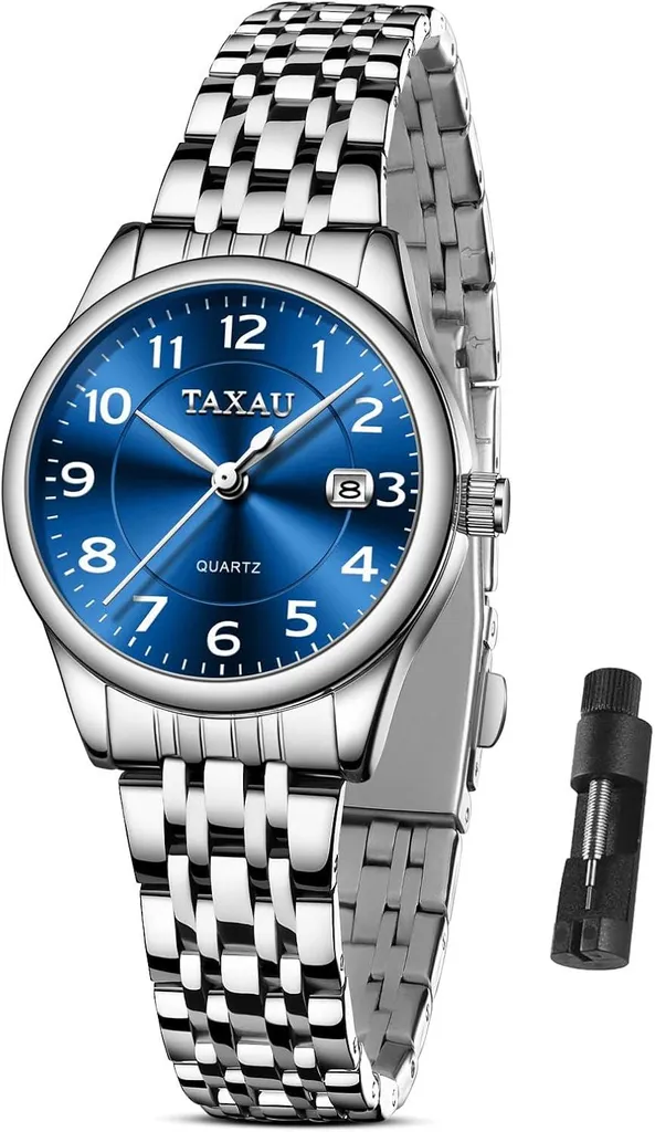Orologio Vintage Donna Acciaio Argento Piccolo Semplice con Data