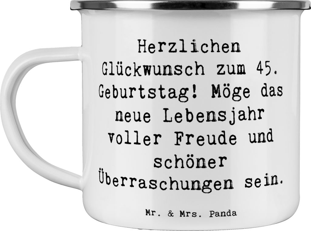 Mr. & Mrs. Panda Pott Spruch 45. Geburtstag Freude - Weiß - Geschenk, Haferl, besondere Anlässe, Feier, Geburtstagsgeschenk, Geburtstagsgruß, Em...
