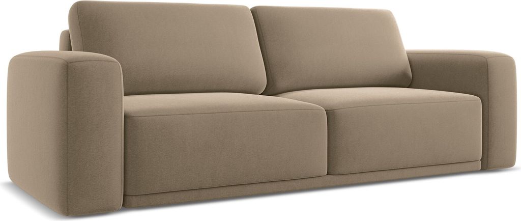 3-Sitzer Sofa mit Schlaffunktion - Samt - Hell beige - KAILA
