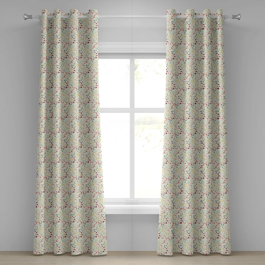 Rideaux design à pois motif nostalgique avec œillets faciles 280x245 cm
