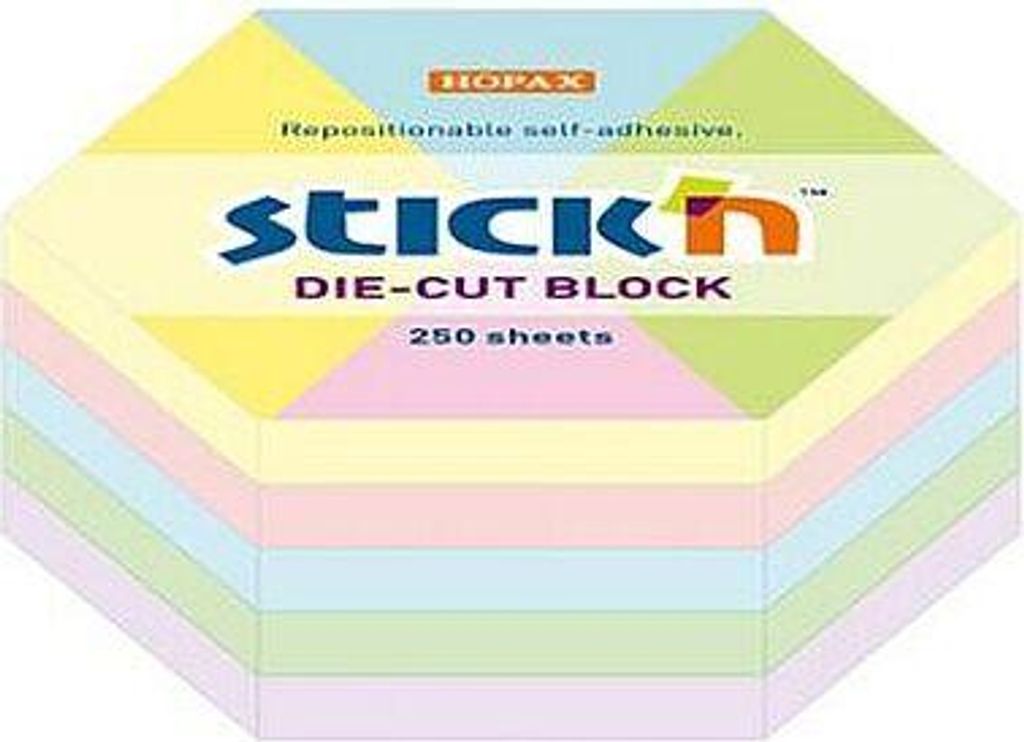 Sechseckiges Notizbuch 61x70mm pastellfarben 250K STICK'N