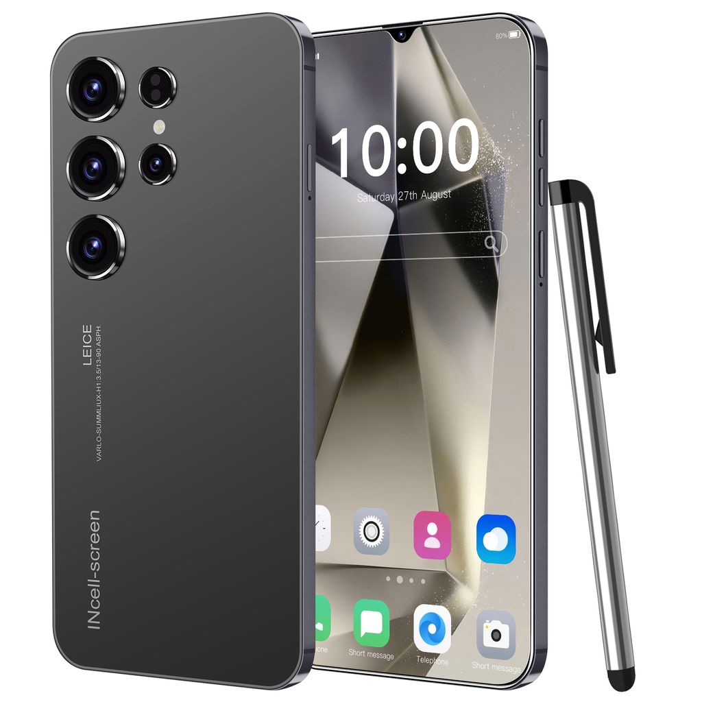 A smartphone and stylus are displayed against a white background.