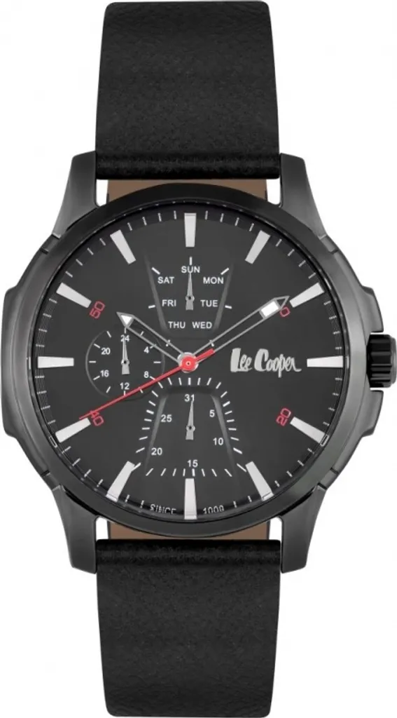 Montre Noire Fashion Lee Cooper LC06889.668-NL avec Bracelet Surpiqué