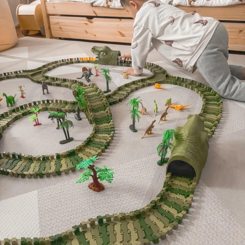 Circuit de voitures dinosaure solide et facile à assembler soi-même - 9
