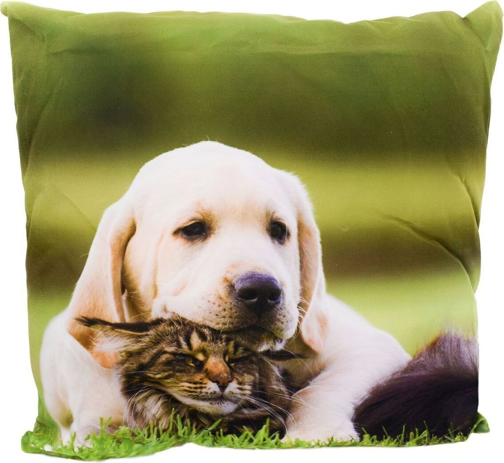 Couchkissen 45 x 45 cm Kuschelkissen mit Tiermotiv & weißer Rückseite