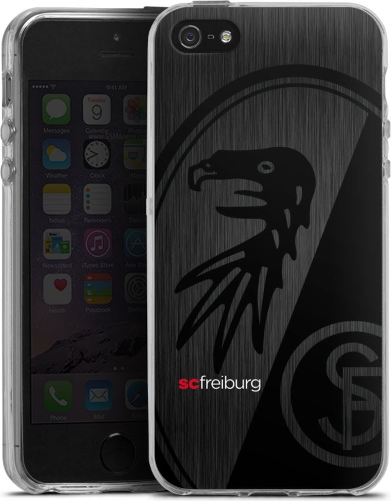 DeinDesign Handyhülle für Apple iPhone 5s Silikon Hülle Case Smartphone Schutzhülle Metallic Look Offizielles Lizenzprodukt SC Freiburg