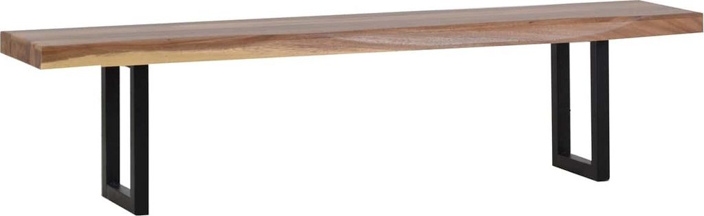 MiaMöbel Bank Vanaja 140 cm Modern Massivholz Metall Teak Dunkelbraun