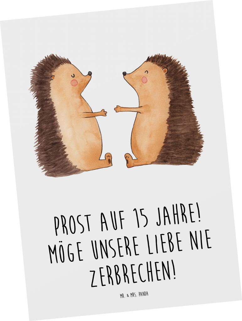 Mr. & Mrs. Panda Ansichtskarte 15. Hochzeitstag Gläserne Hochzeit - Weiß - Geschenk, Heirat, bildkarte, Vertrauen, Fotokarte, Eheleben, Jubiläum...