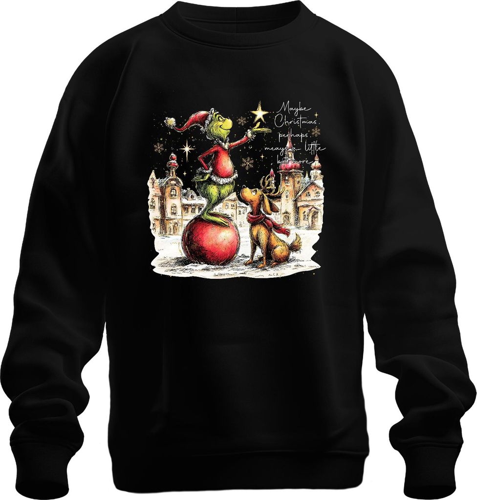 Maybe Christmas perhaps means a little bit more Grinch Geschenk Uni Sweatshirt Pullover, Schwarz, S
