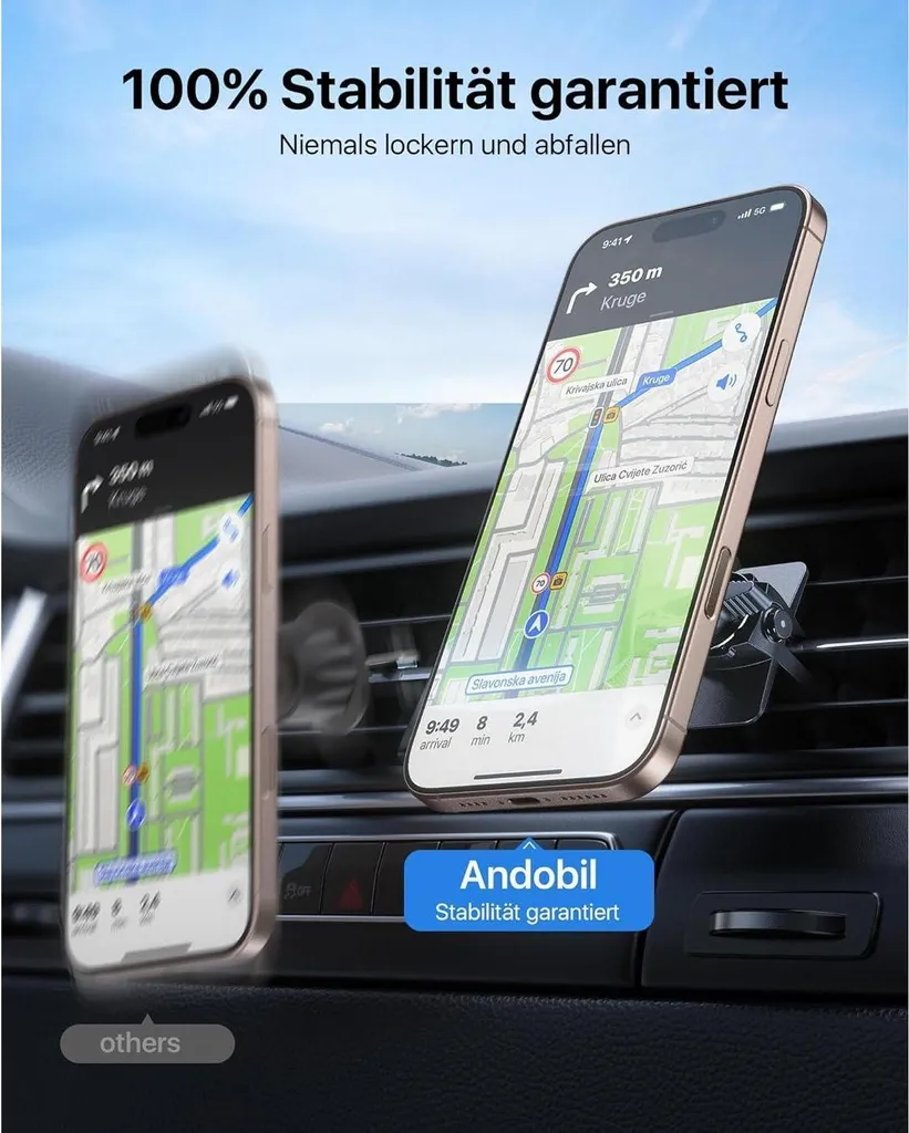 Support Magnétique Voiture Puissant Compatible Magsafe iPhone et Android - 6