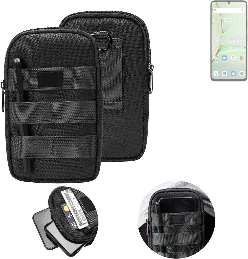 K-S-Trade Holster Gürtel Tasche kompatibel mit UMIDIGI G9A Handy Tasche Schutz Hülle dunkel-grau viele Fächer, 1x